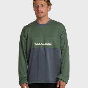 Deep Fake Crew Long Sleeve Knit Top - Hunter Green