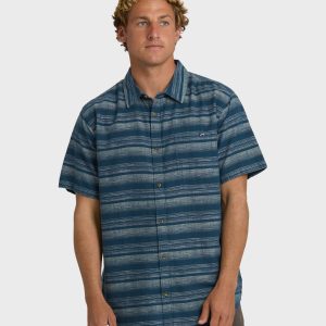All Day Stripe Short Sleeve Shirt - Dark Denim
