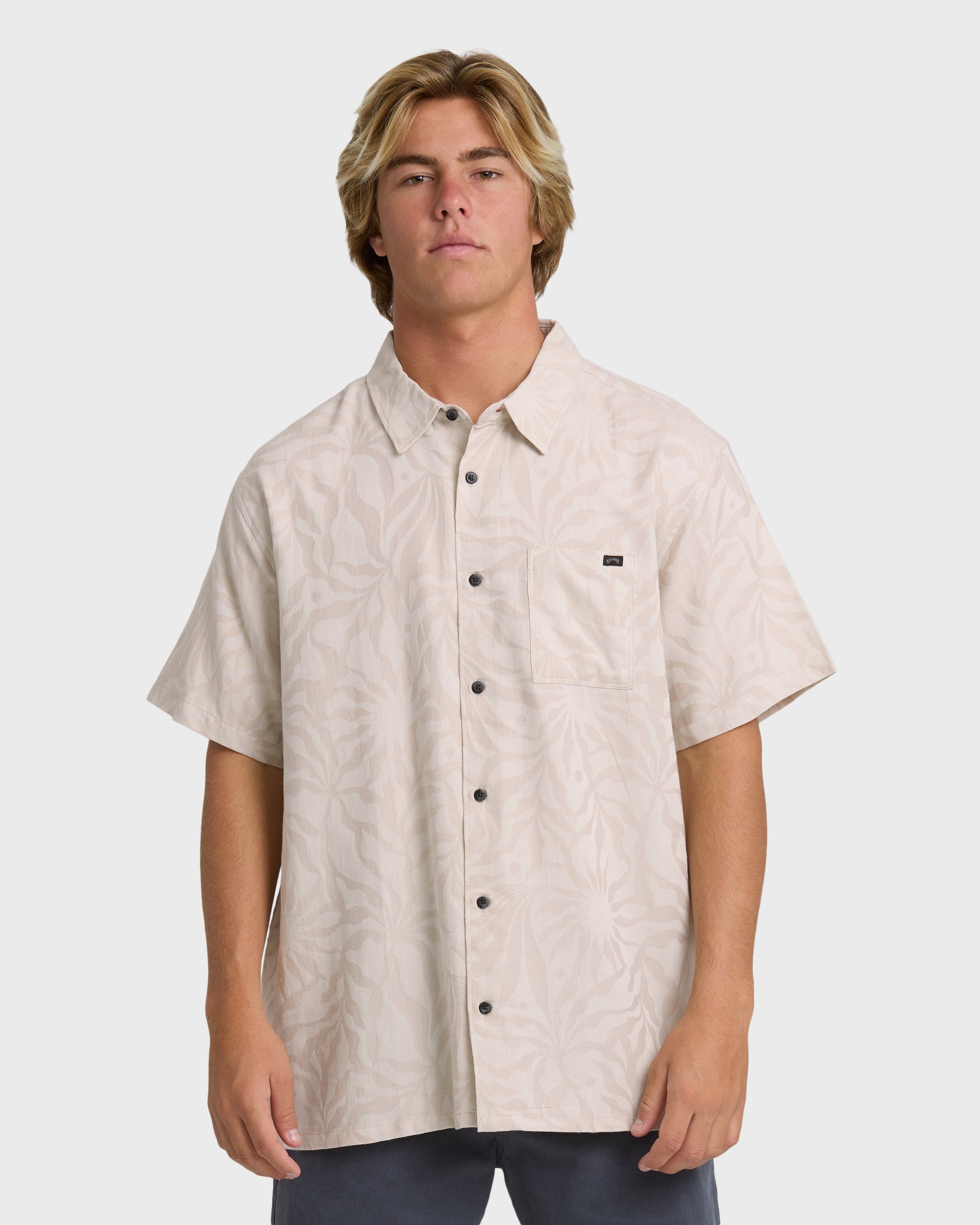 Sundays Jacquard Short Sleeve Shirt - Ash