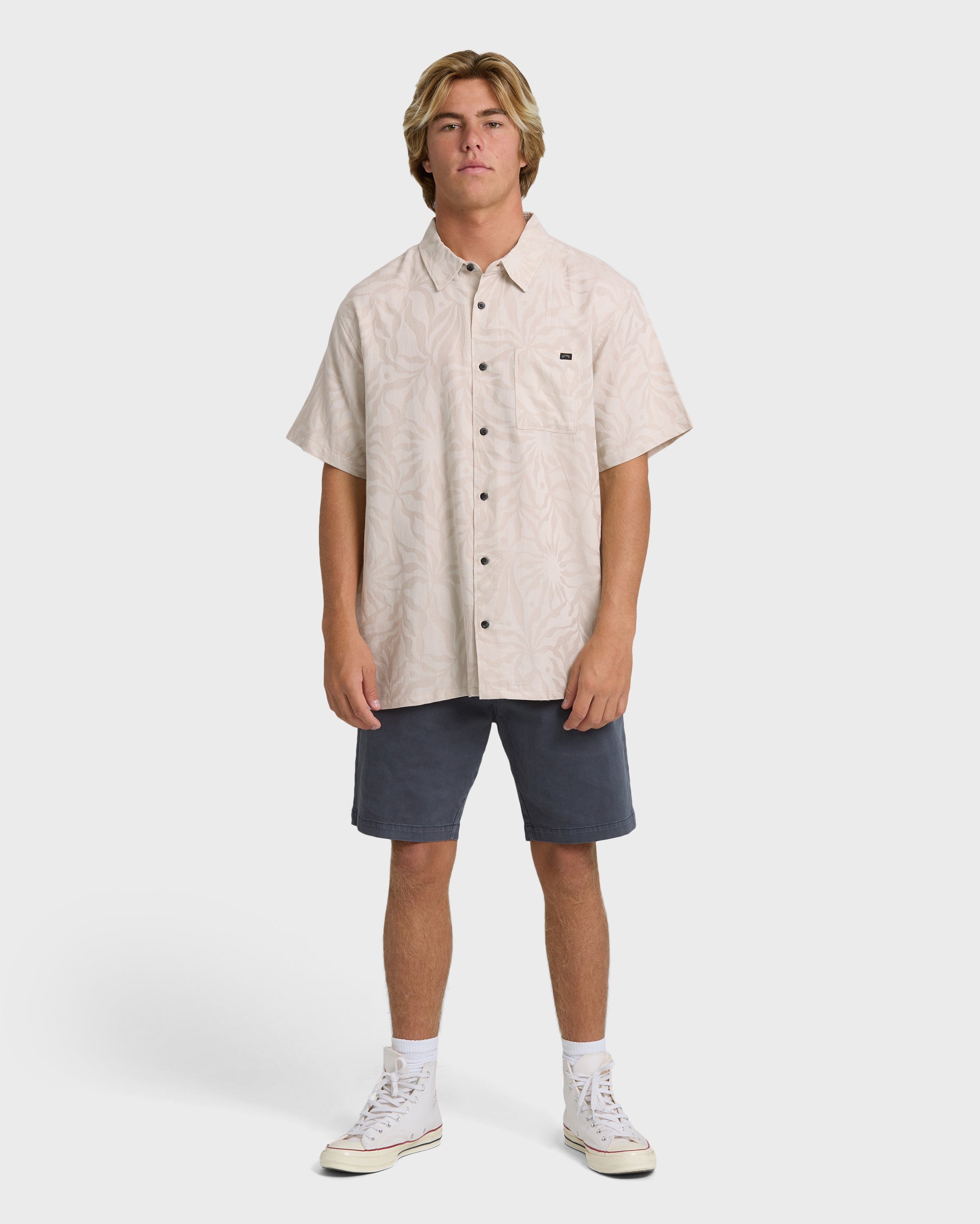 Sundays Jacquard Short Sleeve Shirt - Ash - Image 4