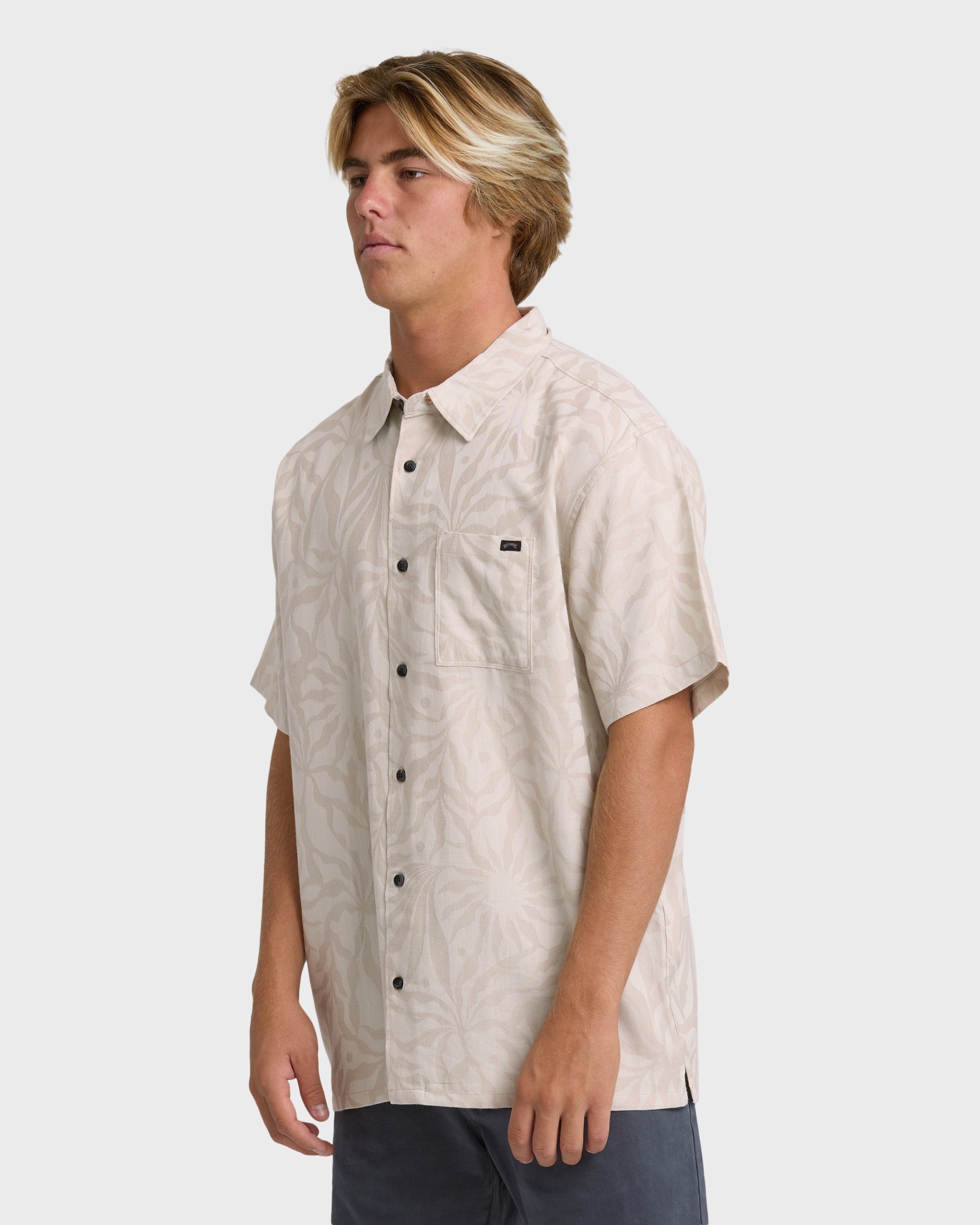 Sundays Jacquard Short Sleeve Shirt - Ash - Image 3
