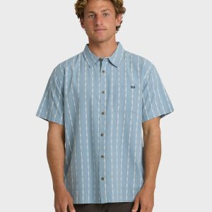 Sundays Jacquard Short Sleeve Shirt - Blue Fog