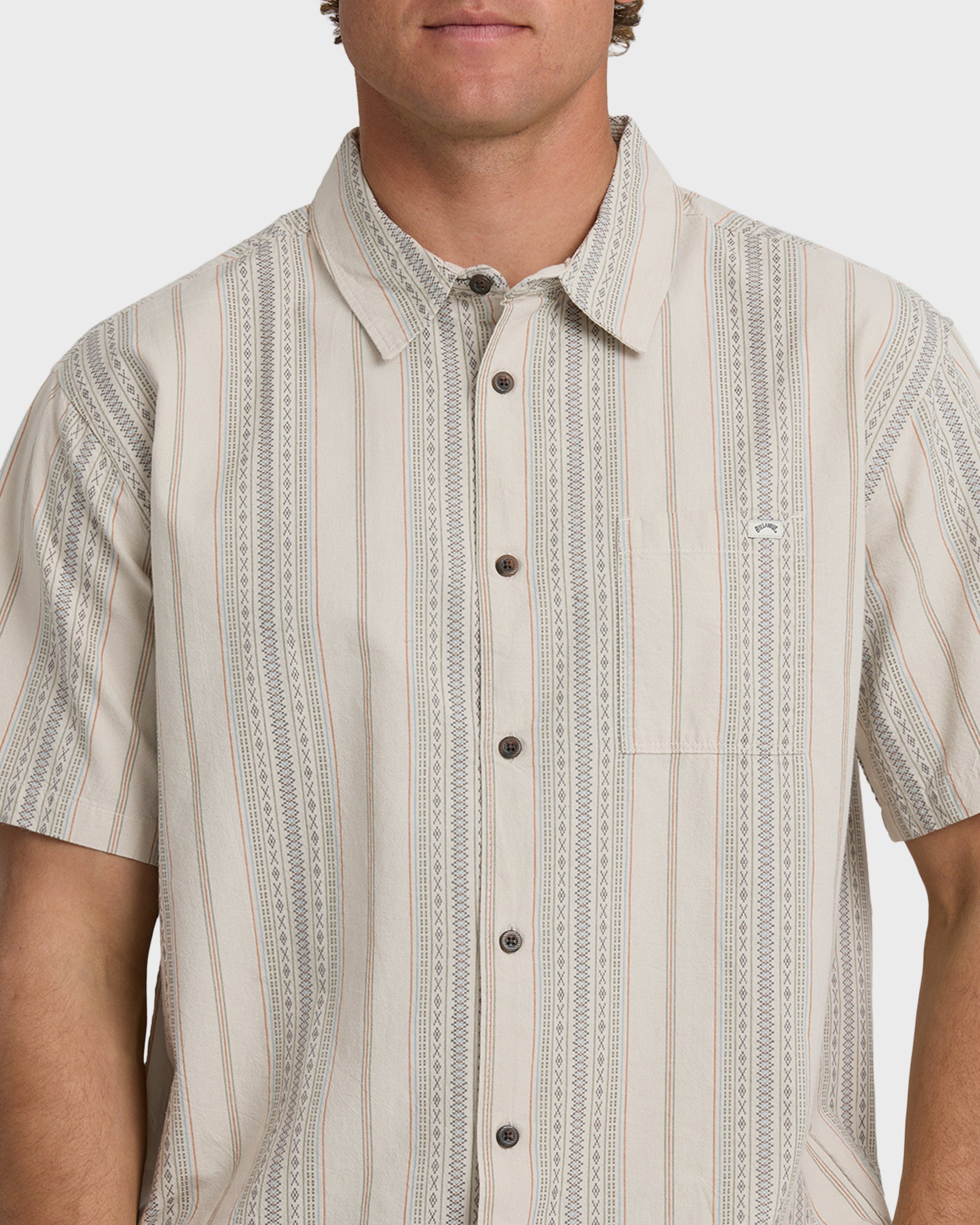 Sundays Jacquard Short Sleeve Shirt - Oatmeal - Image 5