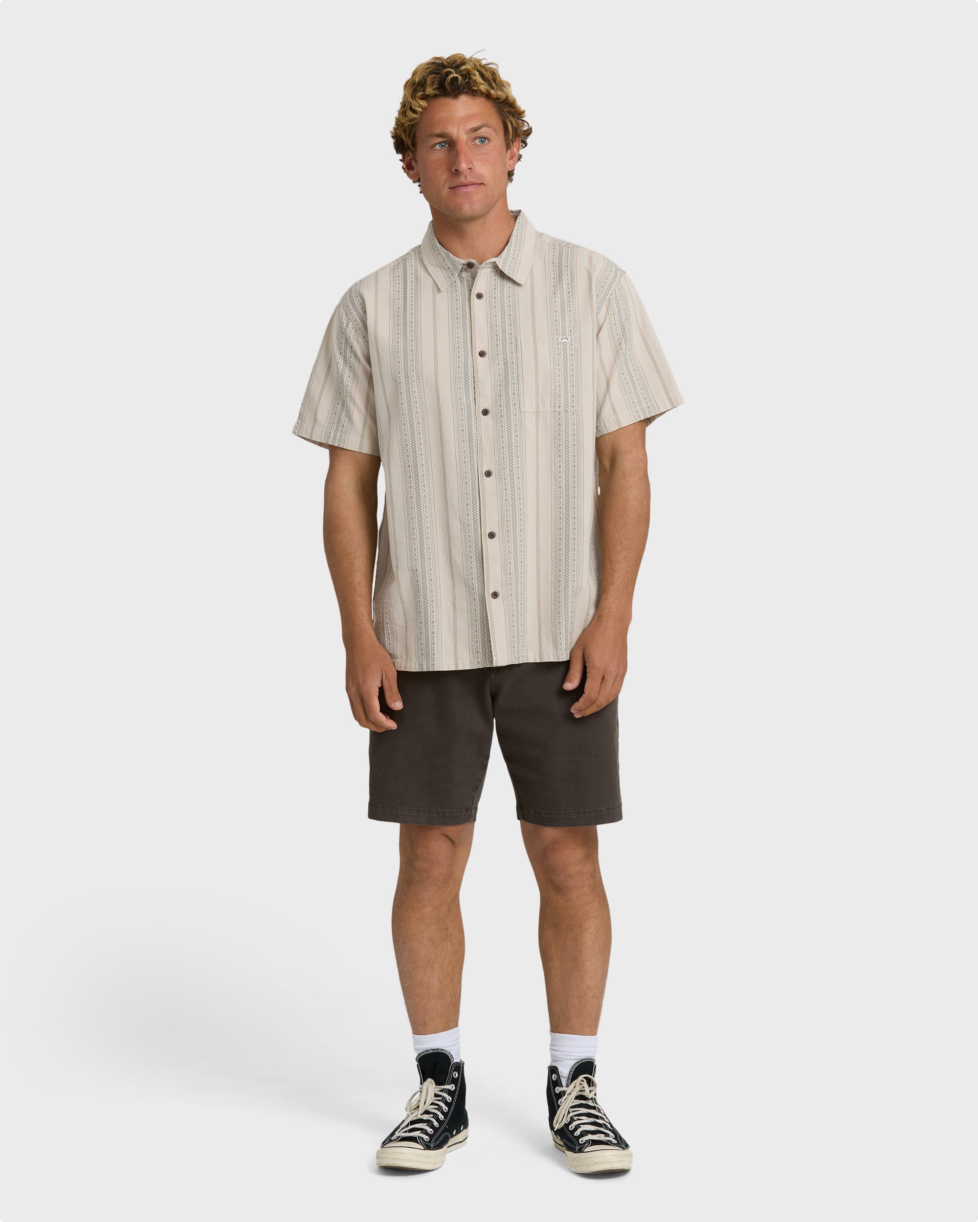 Sundays Jacquard Short Sleeve Shirt - Oatmeal - Image 4