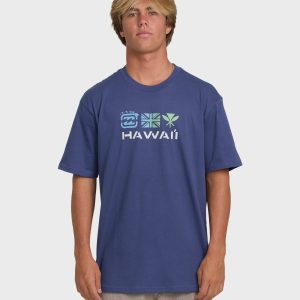 Kahili Hawaii Regular Short Sleeve Tee - Washed Blue