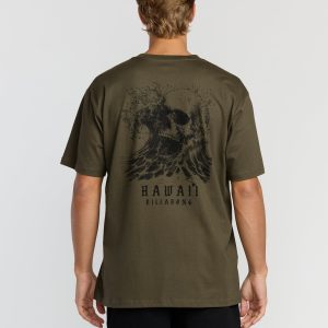 Skull Wave Hi Regular Short Sleeve T-Shirt - Military