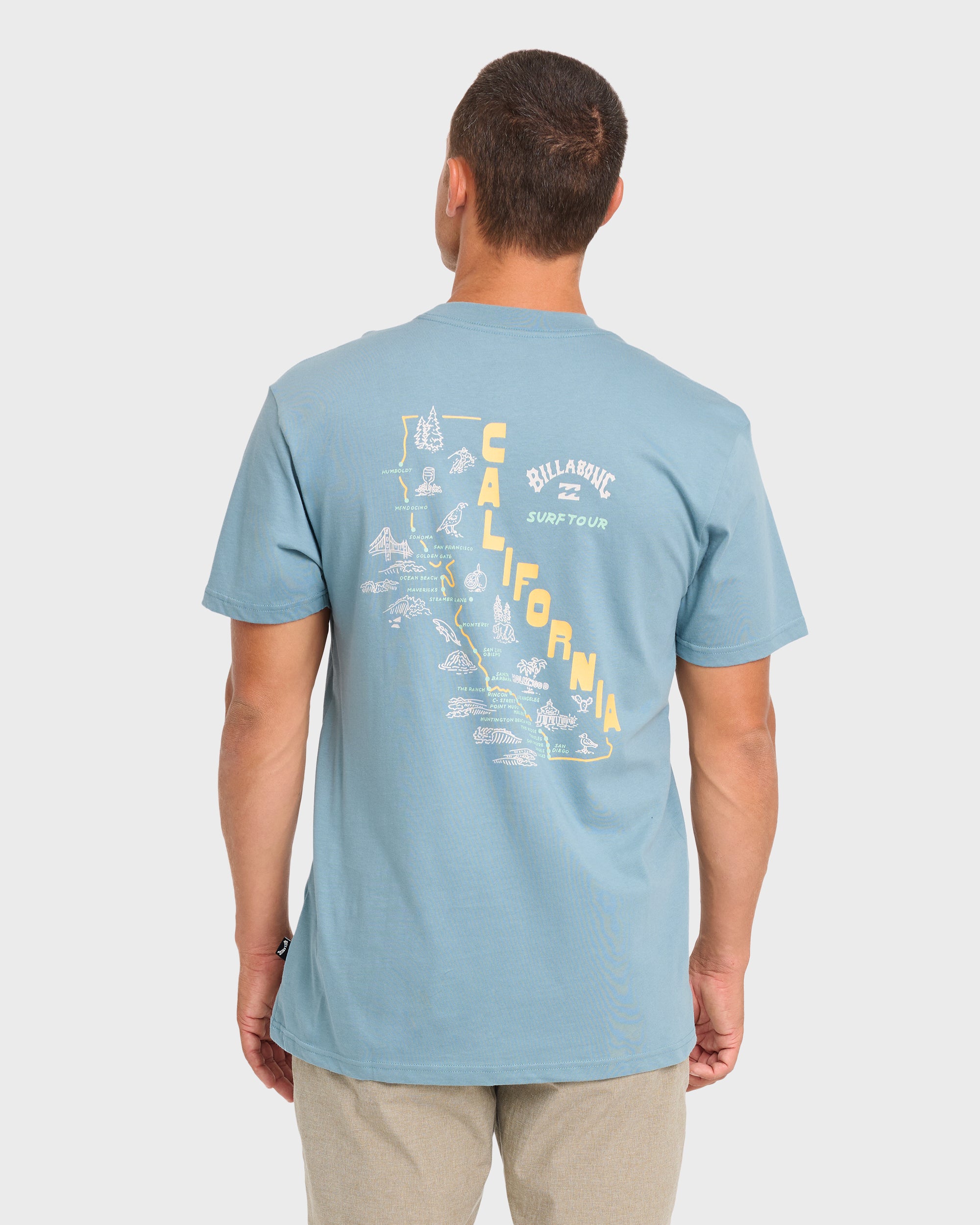 Surf Tour Ca Premium Short Sleeve T-Shirt - Washed Blue - Image 2
