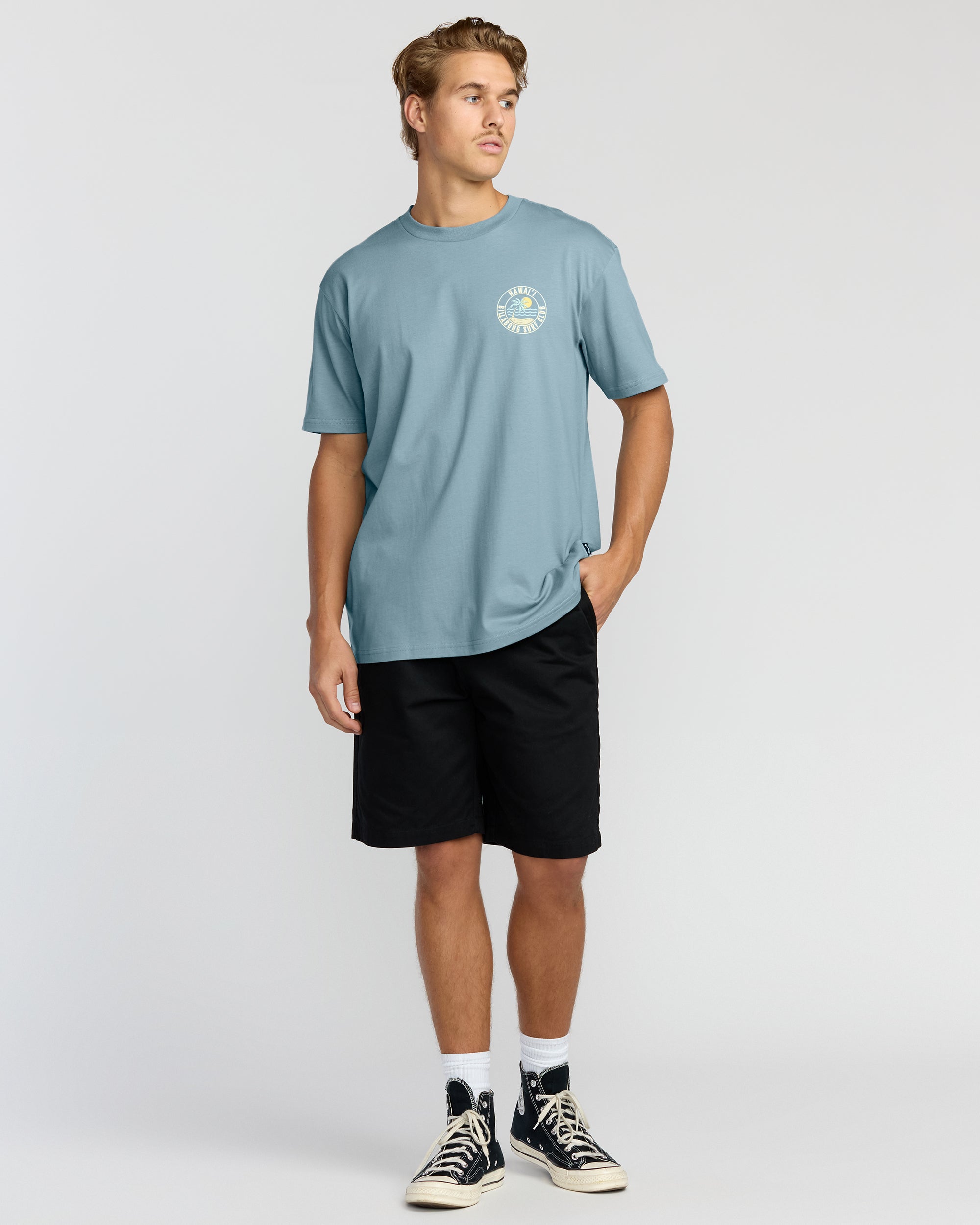 Palm Beach Hi Premium Short Sleeve T-Shirt - Washed Blue - Image 4