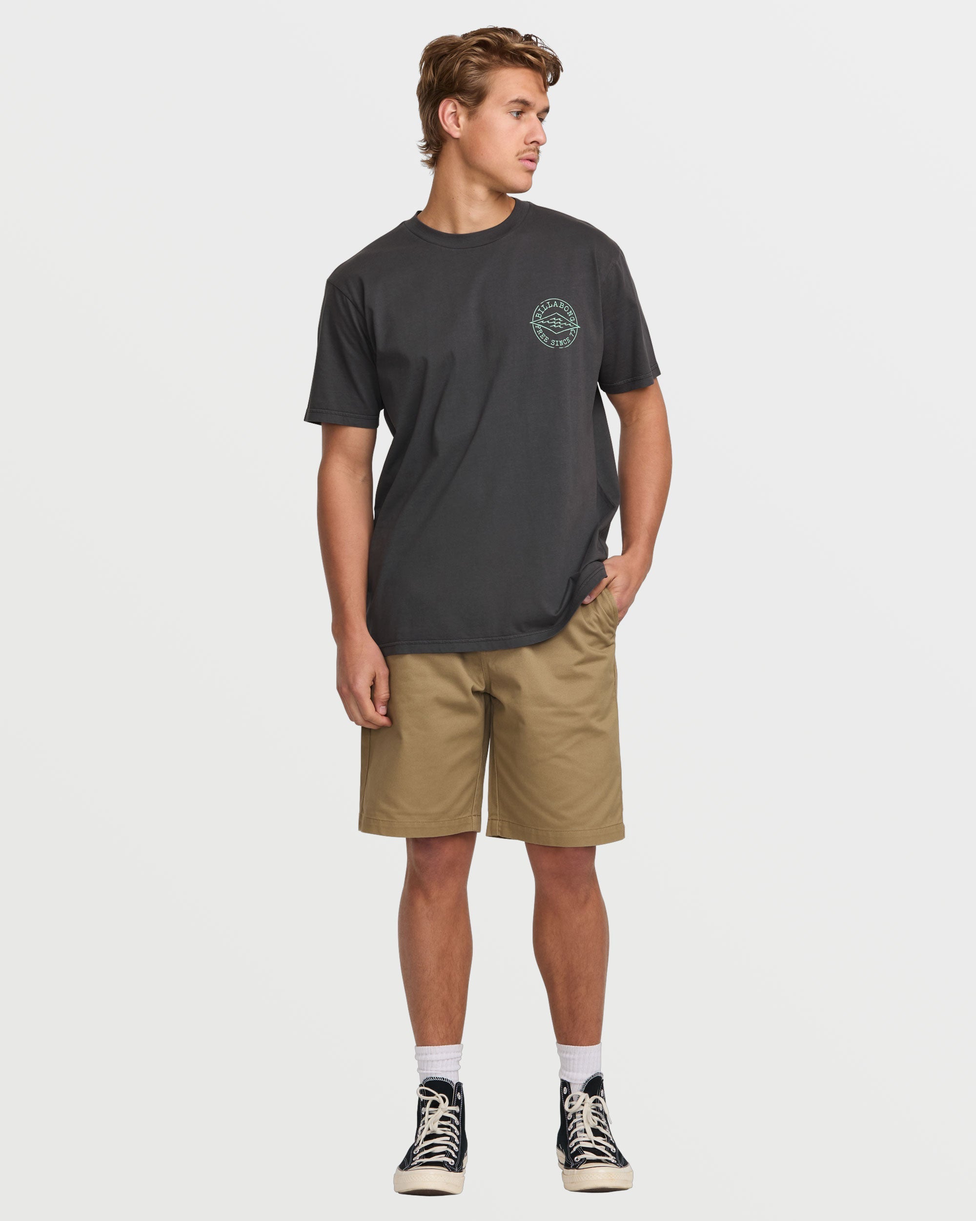 Big Dave Premium Wave Wash Short Sleeve Tee - Washed Black - Image 5