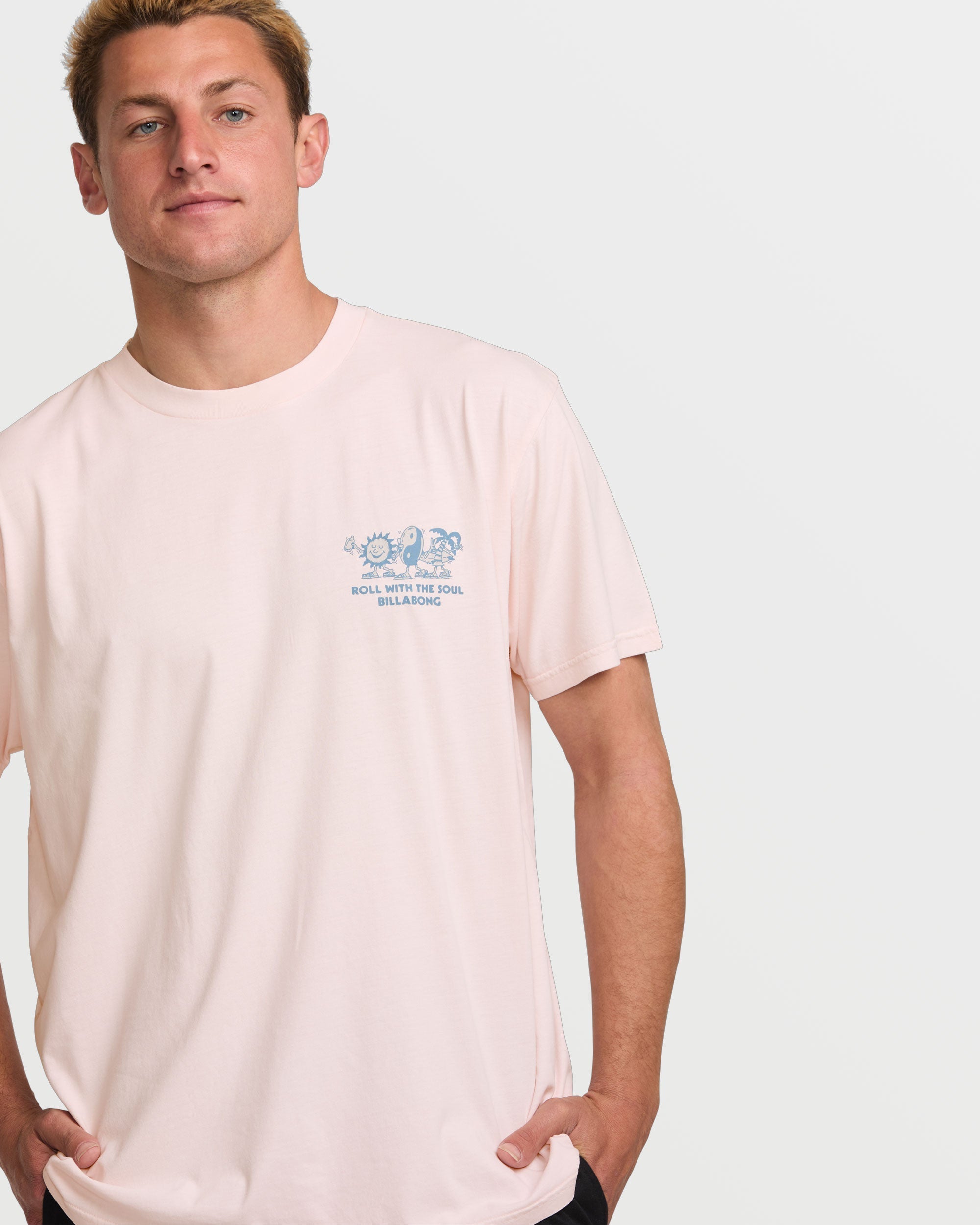 Roll Premium Wave Wash Short Sleeve Tee - Light Pink - Image 4