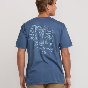 Palms In The Sun Premium Wave Wash Tee - Slate Blue