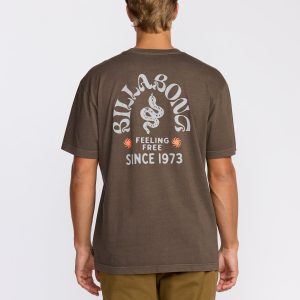 Coiled Premium Wave Wash Short Sleeve T-Shirt - Dark Brown
