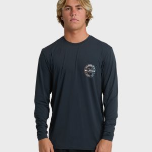 Hollow Loose Fit Long Sleeve Surf Shirt - Navy