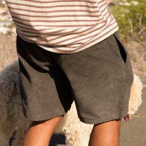 Larry Layback 19 Cord Shorts - Dark Gray