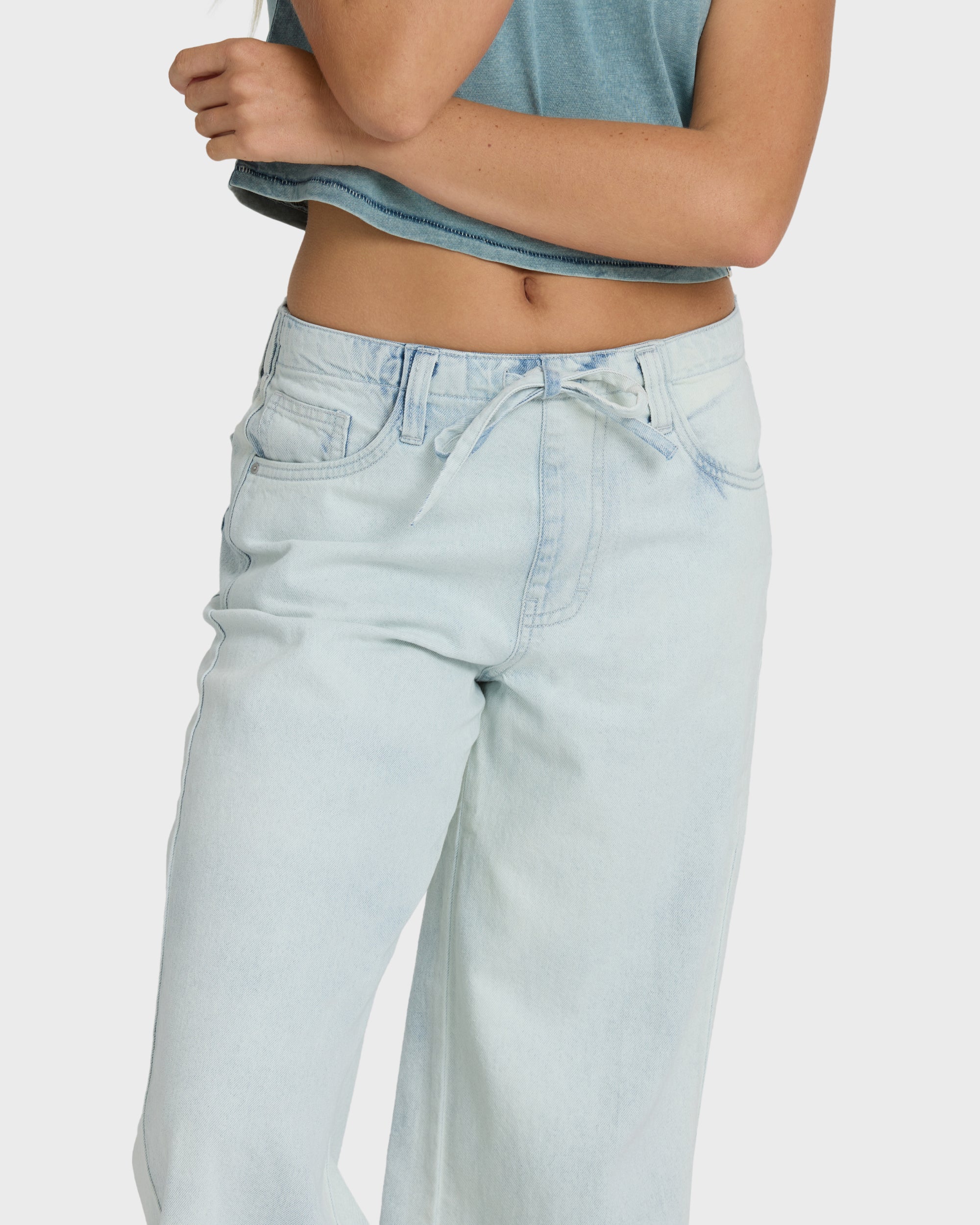 Jade Saltwashed Elastic Waist Pants - Blue Mist - Image 4