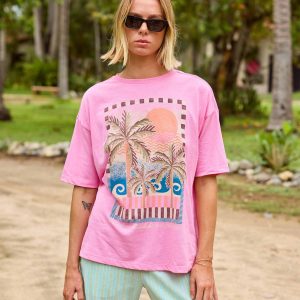 Feel The Heat Short Sleeve Knit T-Shirt - Party Pink