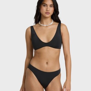 Sol Searcher Scoop Tank Bikini Top - Black Pebble