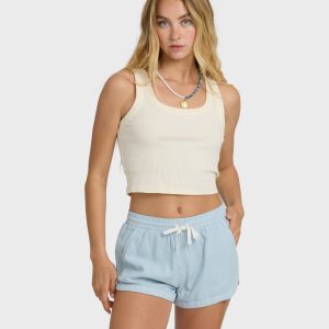 Road Trippin Woven Shorts - Washed Chambray