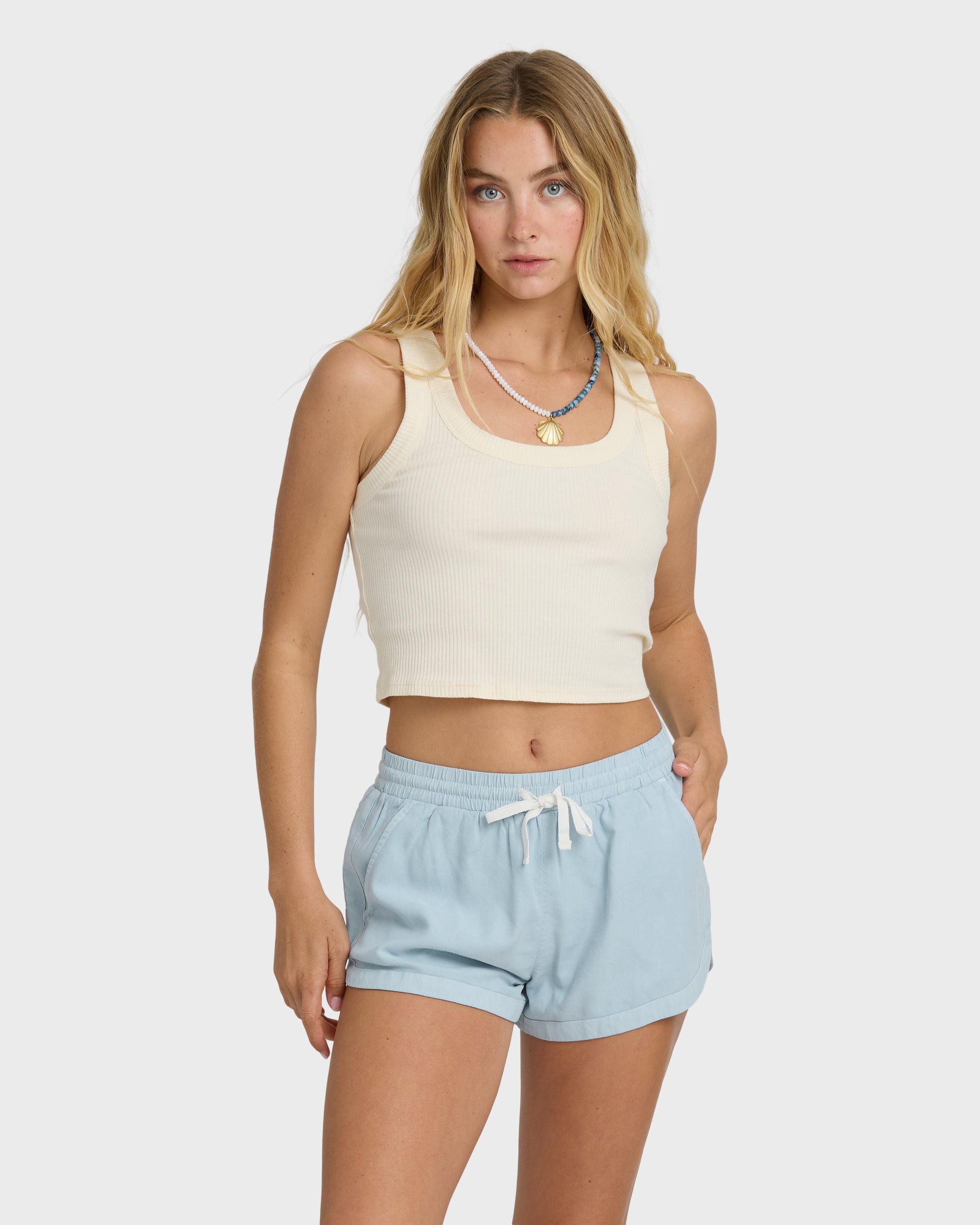 Road Trippin Woven Shorts - Washed Chambray