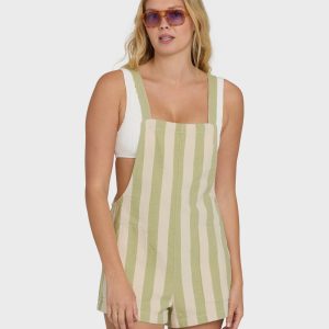 Beach Crush Yarn-Dyed Overalls - Cactus