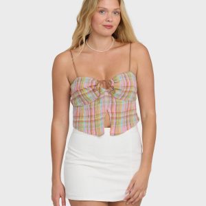 Sweet Check Tank Top - Party Pink