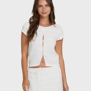Your Call Short Sleeve Woven Shirt - Salt Crystal