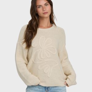 Soft Wave Crewneck Sweater - White Cap