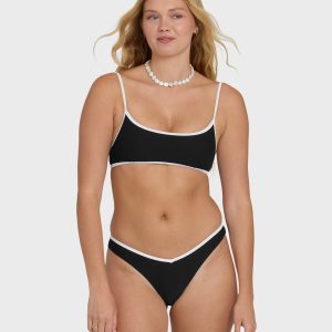Tanlines Bound Jaclyn Crop Bralette Bikini Top - Black Pebble