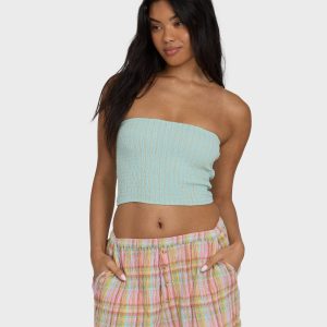 Keep It Simple 2 Tube Sleeveless Woven Shirt - Clearwater