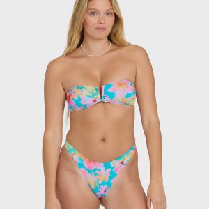 Pipe Dreams V Bandeau Bikini Top - Bright Marine