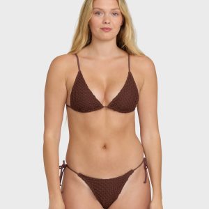 Twisted Tides Slide Tall Triangle Bikini Top - Espresso
