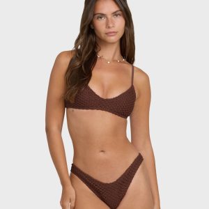 Twisted Tides V Bralette Bikini Top - Espresso