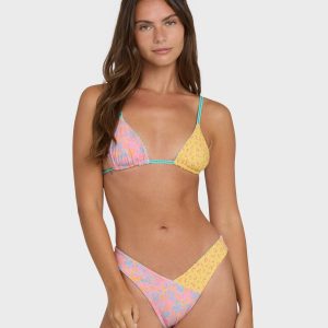 Babe Alert Reversible Mini Slide Triangle Bikini Top - Agave