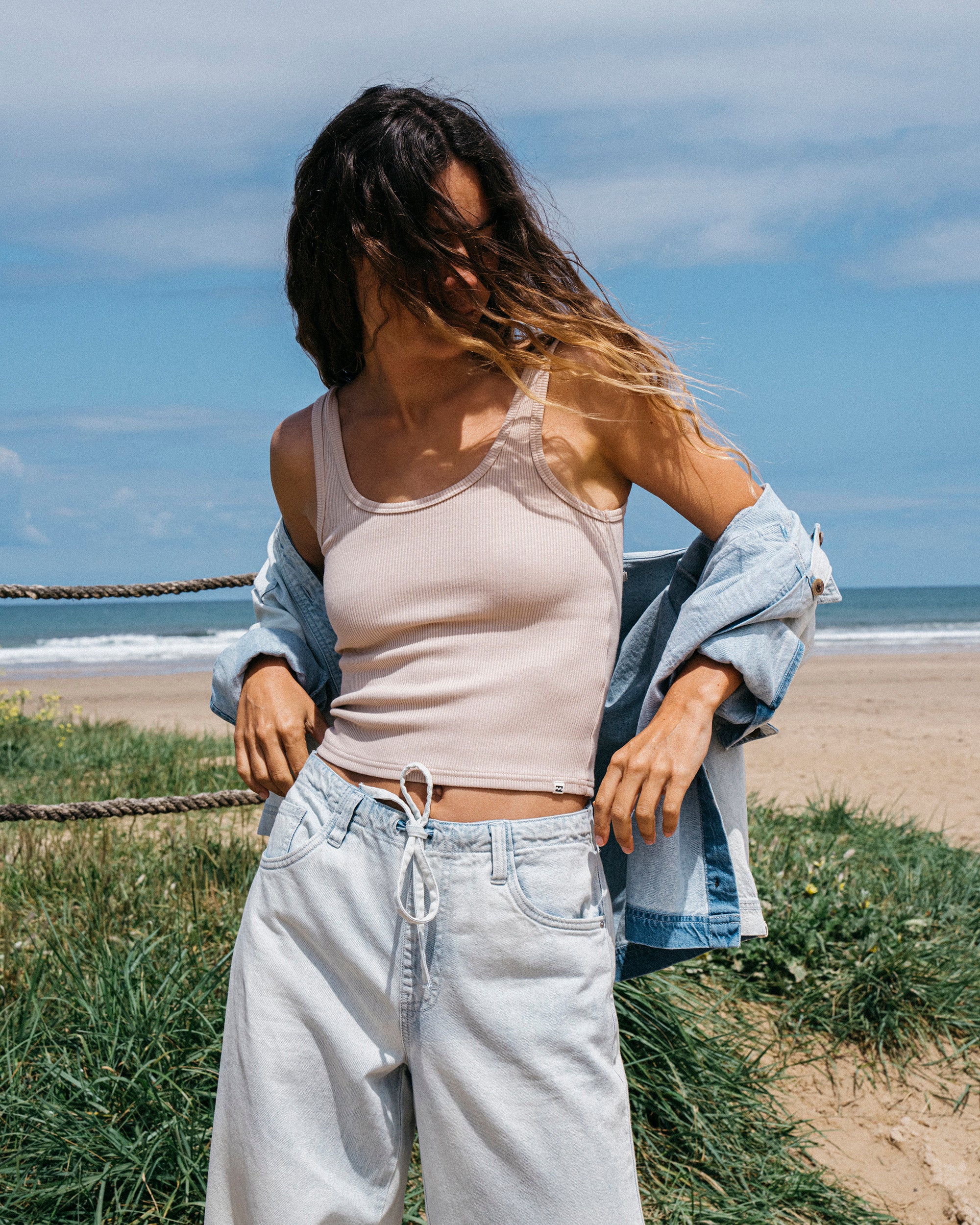 Jade Saltwashed Elastic Waist Pants - Blue Mist - Image 2