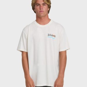 Loner Wave Washed Premium Short Sleeve Knit T-Shirt - Off White