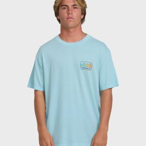 Runner Wave Washed Premium Short Sleeve Cotton T-Shirt - Coastal Blue